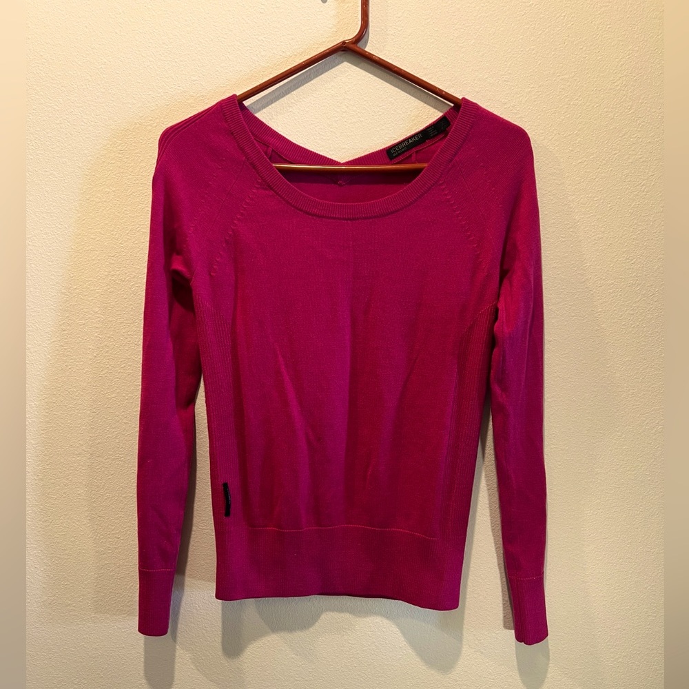 Icebreaker Merino Wool Woman’s Long Sleeve Pink Sweater Tee XS